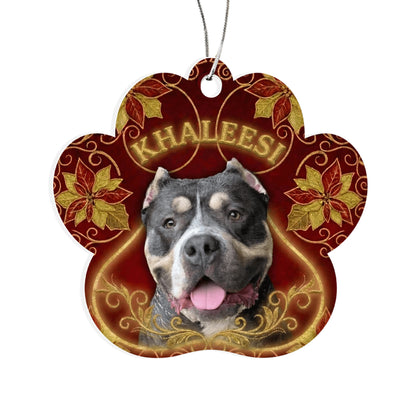 Poinsettia Filigree Paw Custom Acrylic Ornament