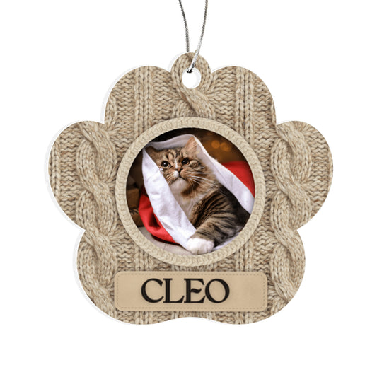 Knitted Paw Personalized Acrylic Ornament