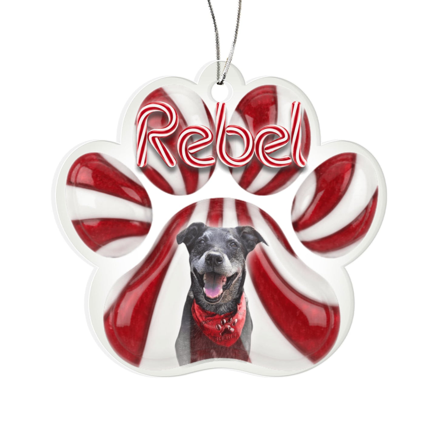 Peppermint Paw Personalized Acrylic Pet Ornament