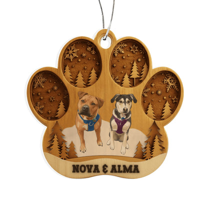 Woodland Cutout Paw Personalized Acrylic Pet Ornament