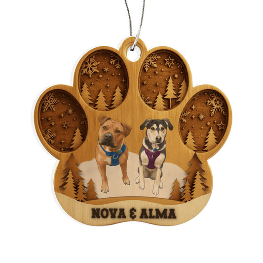 Woodland Cutout Paw Personalized Acrylic Pet Ornament
