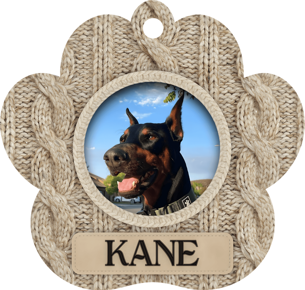 Knitted Paw Personalized Acrylic Ornament 2