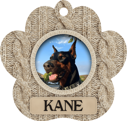 Knitted Paw Personalized Acrylic Ornament 2