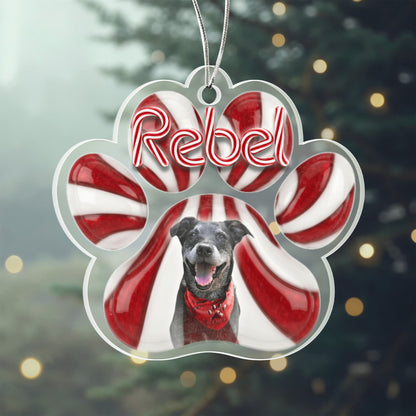 Peppermint Paw Personalized Acrylic Pet Ornament
