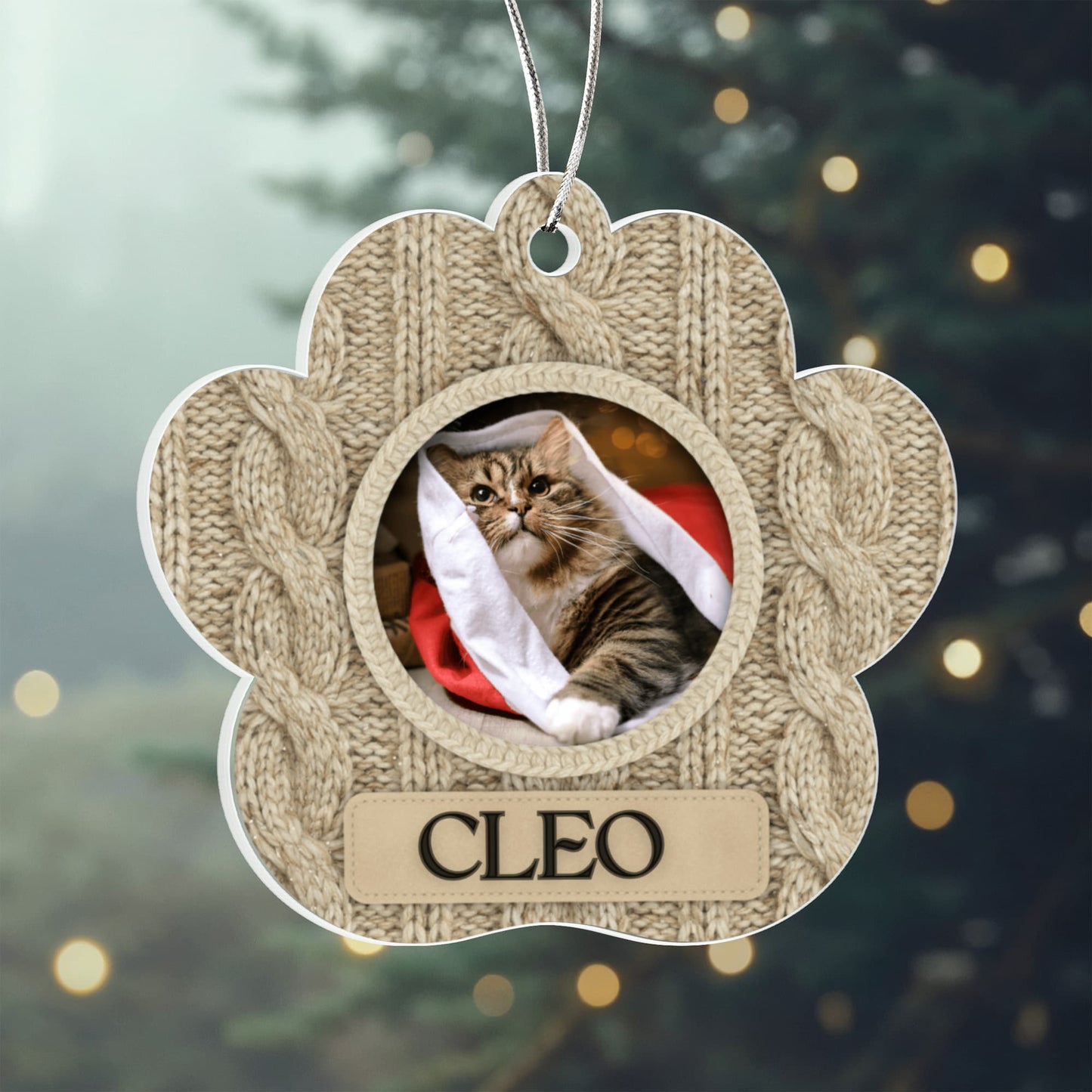 Knitted Paw Personalized Acrylic Ornament