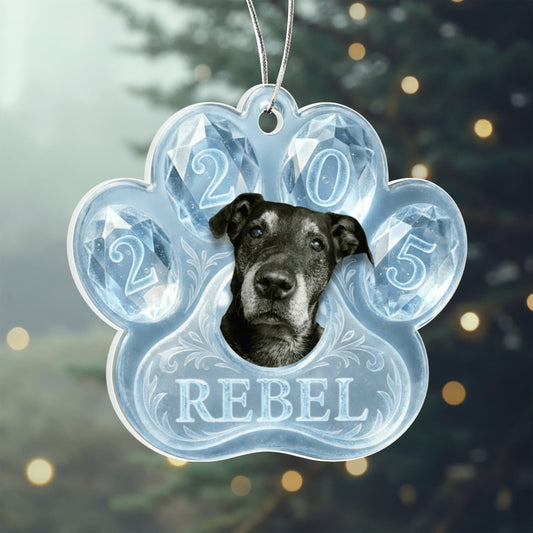 Ice Gem Paw Personalized Acrylic Ornament
