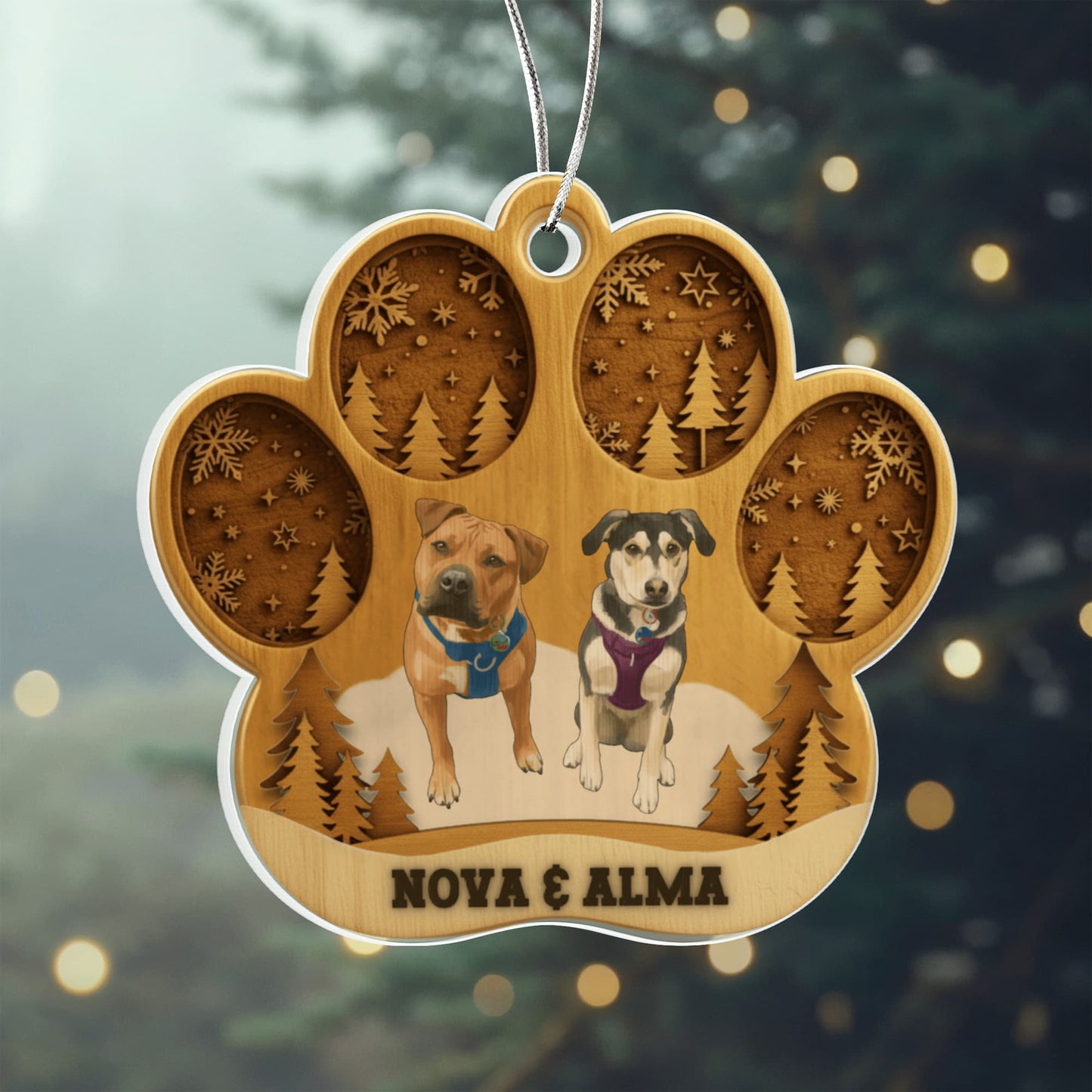 Woodland Cutout Paw Personalized Acrylic Pet Ornament
