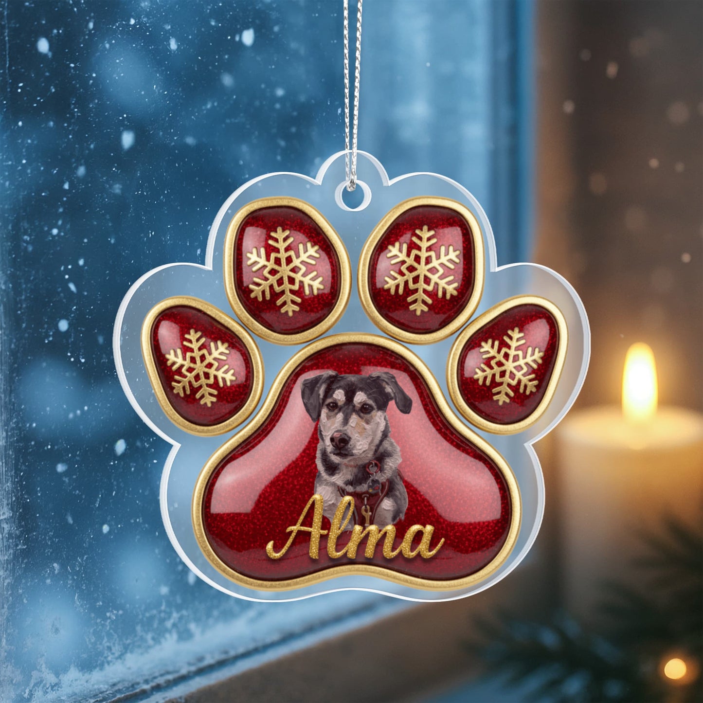 Cookie Tin Paw Personalized Acrylic Pet Ornament