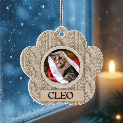 Knitted Paw Personalized Acrylic Ornament