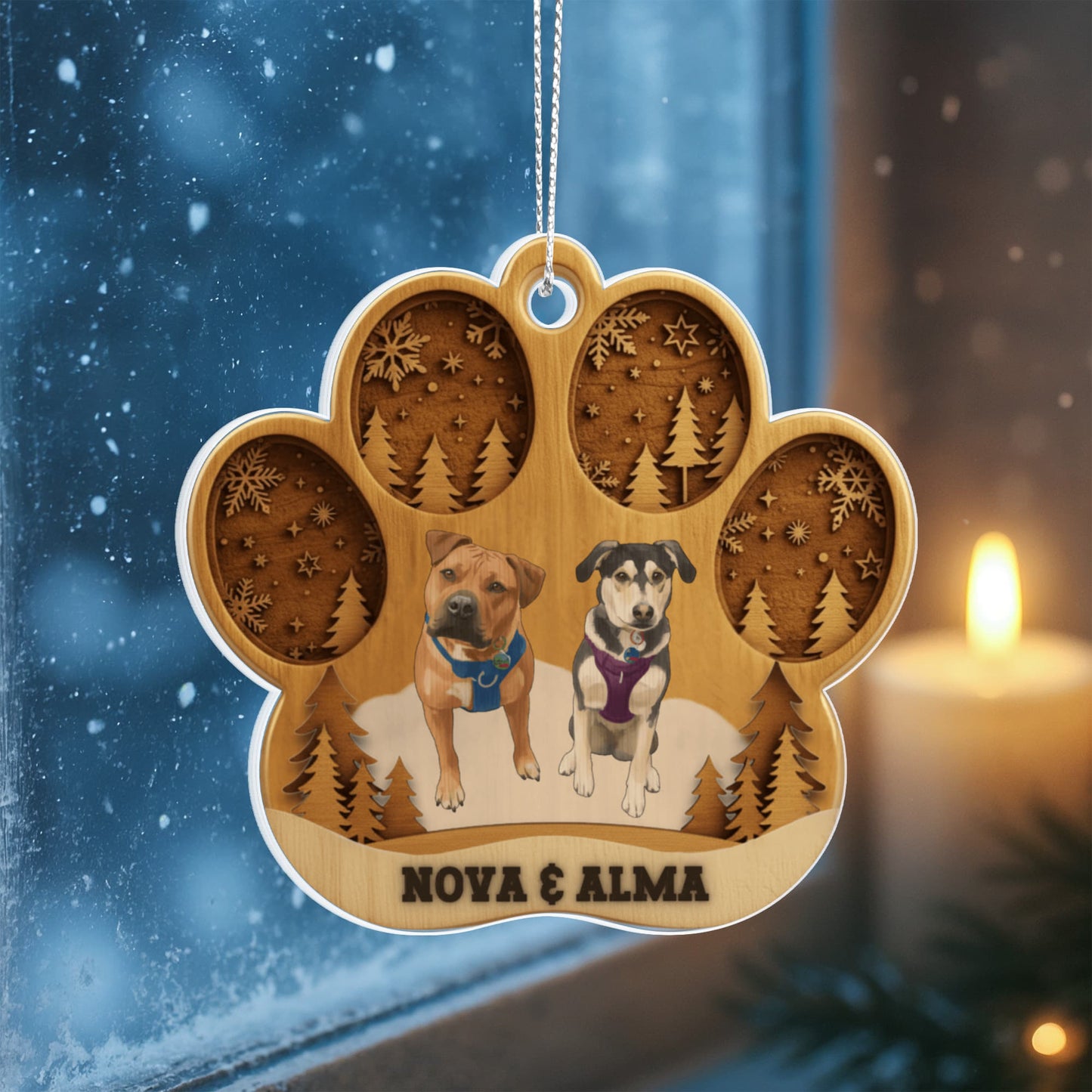 Woodland Cutout Paw Personalized Acrylic Pet Ornament