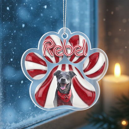 Peppermint Paw Personalized Acrylic Pet Ornament