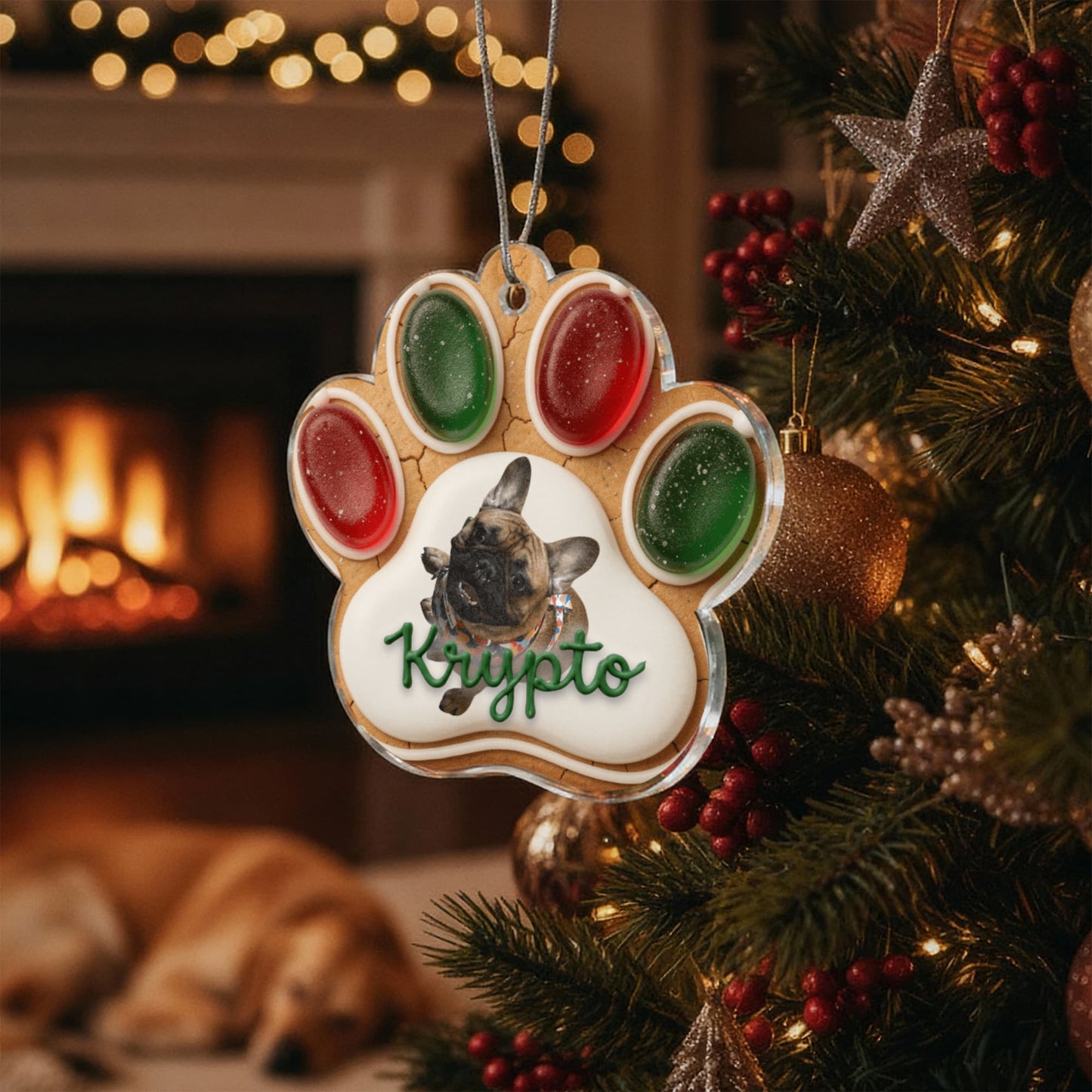 Gingerbread Paw Personalized Acrylic Ornament