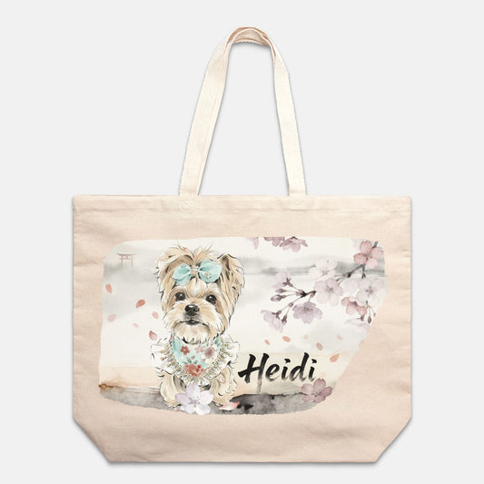 Cherry Blossom Japanese Ink Custom Oversized Canvas Tote Bag