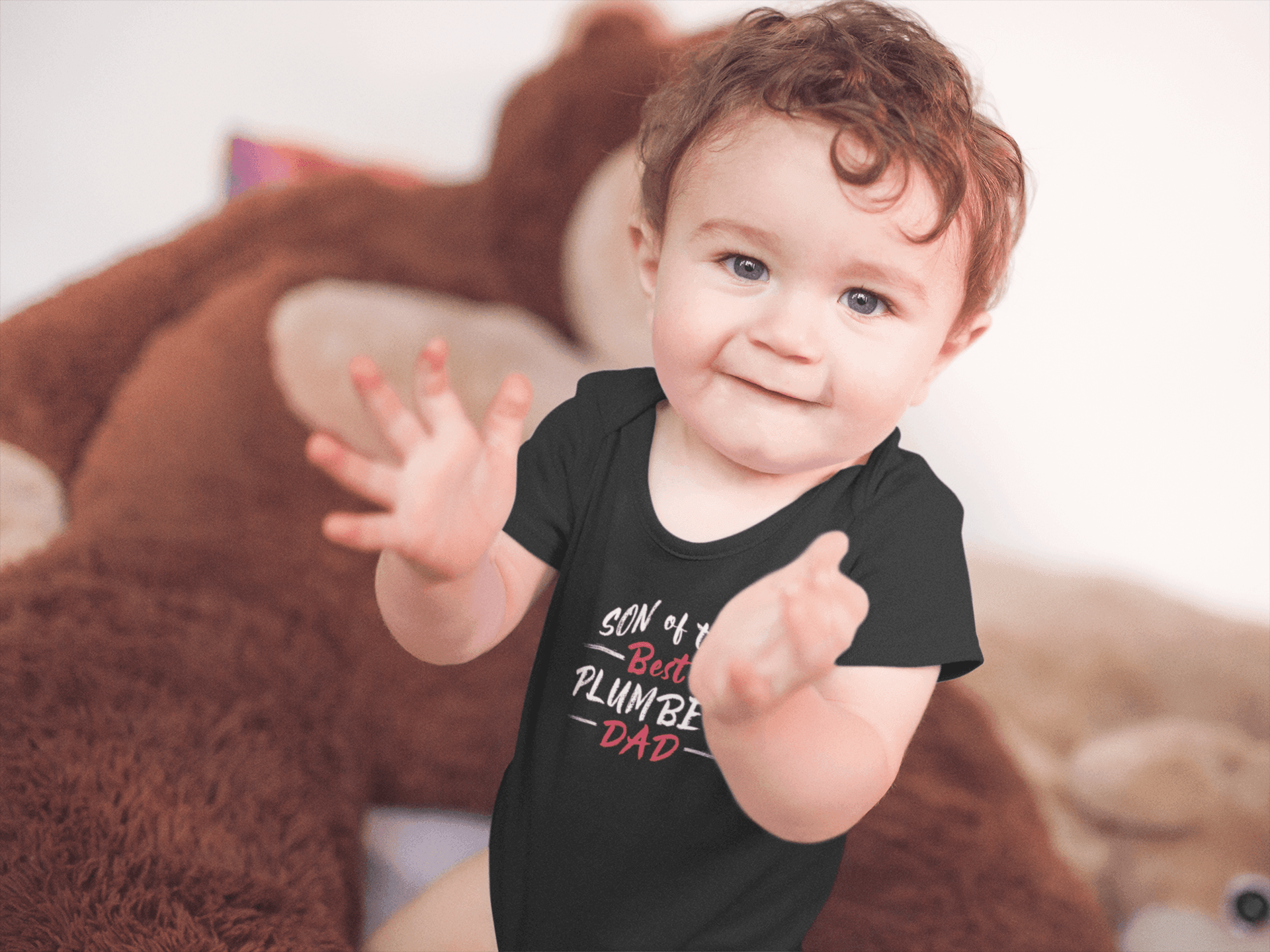 Son of the Best Plumber Dad Baby Short Sleeve Bodysuit - Pawsome Prints