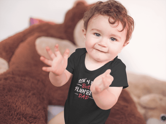 Son of the Best Plumber Dad Baby Short Sleeve Bodysuit - Pawsome Prints