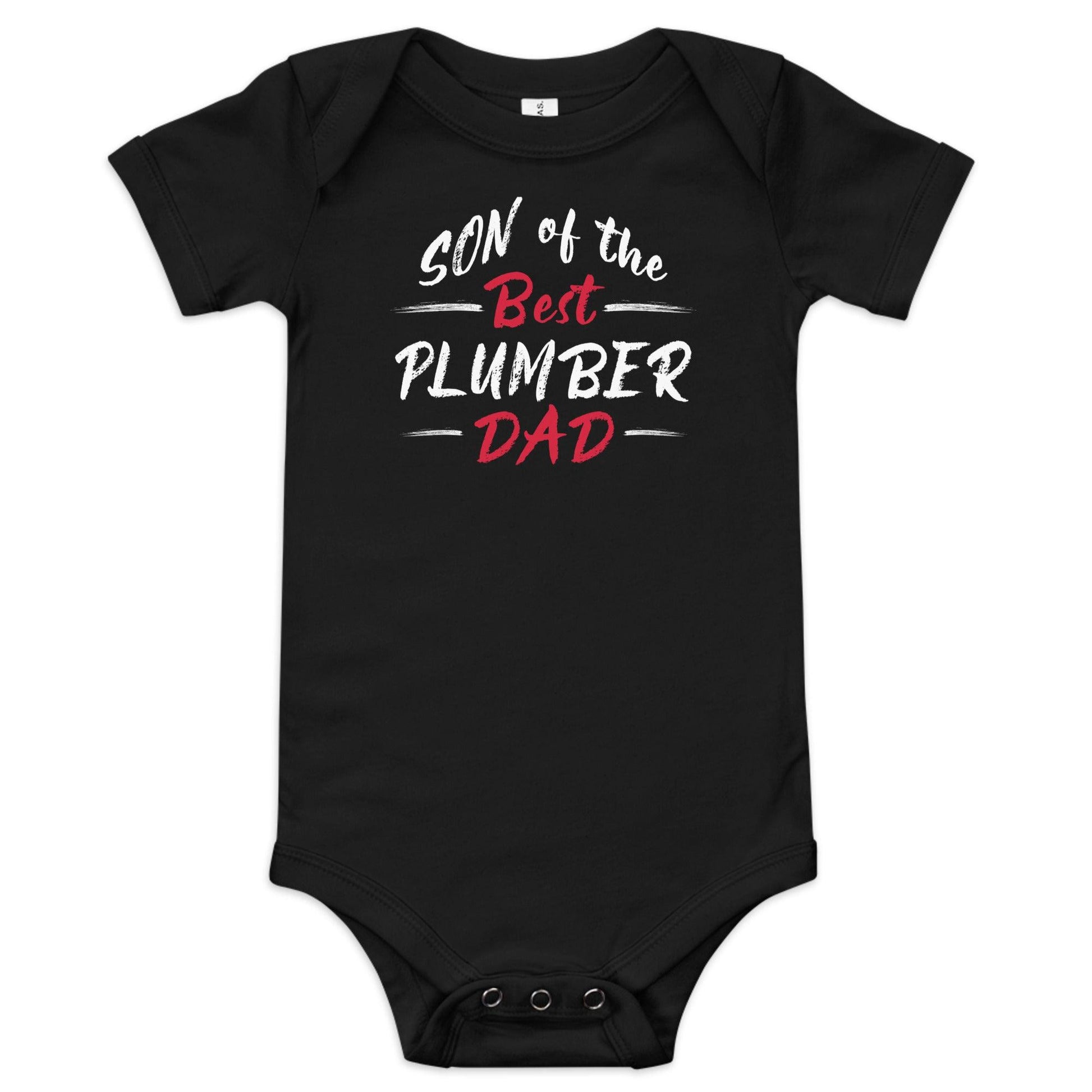 Son of the Best Plumber Dad Baby Short Sleeve Bodysuit - Pawsome Prints