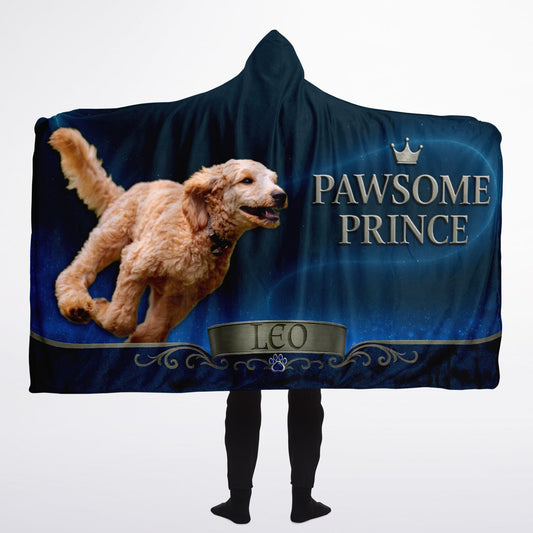 Pawsome Prince pet photo hooded blanket