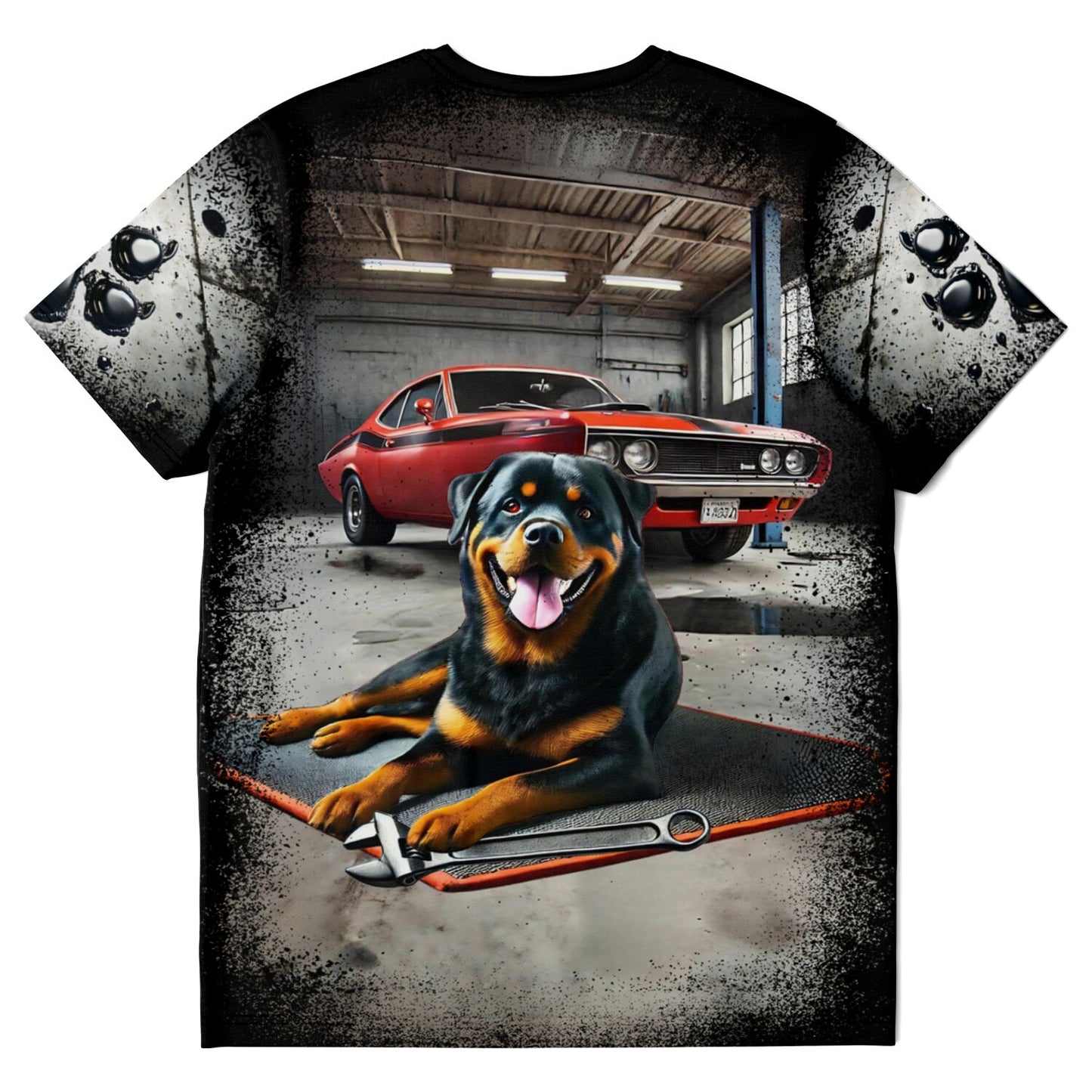 Mechanic's Rottweiler Buddy Unisex (AOP) T-Shirt