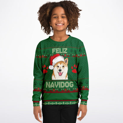 Feliz Navidog Kids Ugly Christmas Sweater – Shiba Inu Edition