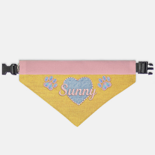 K-Fashion Pastel Heart Custom Paw Print Bandana Collar L