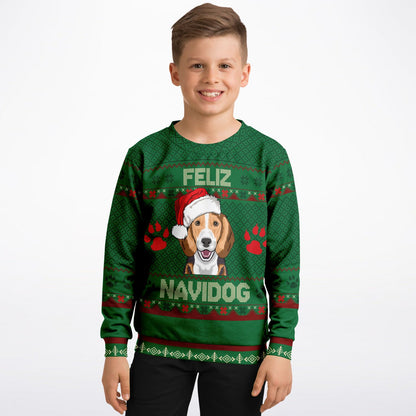 Feliz Navidog Kids Ugly Christmas Sweater - Beagle Edition