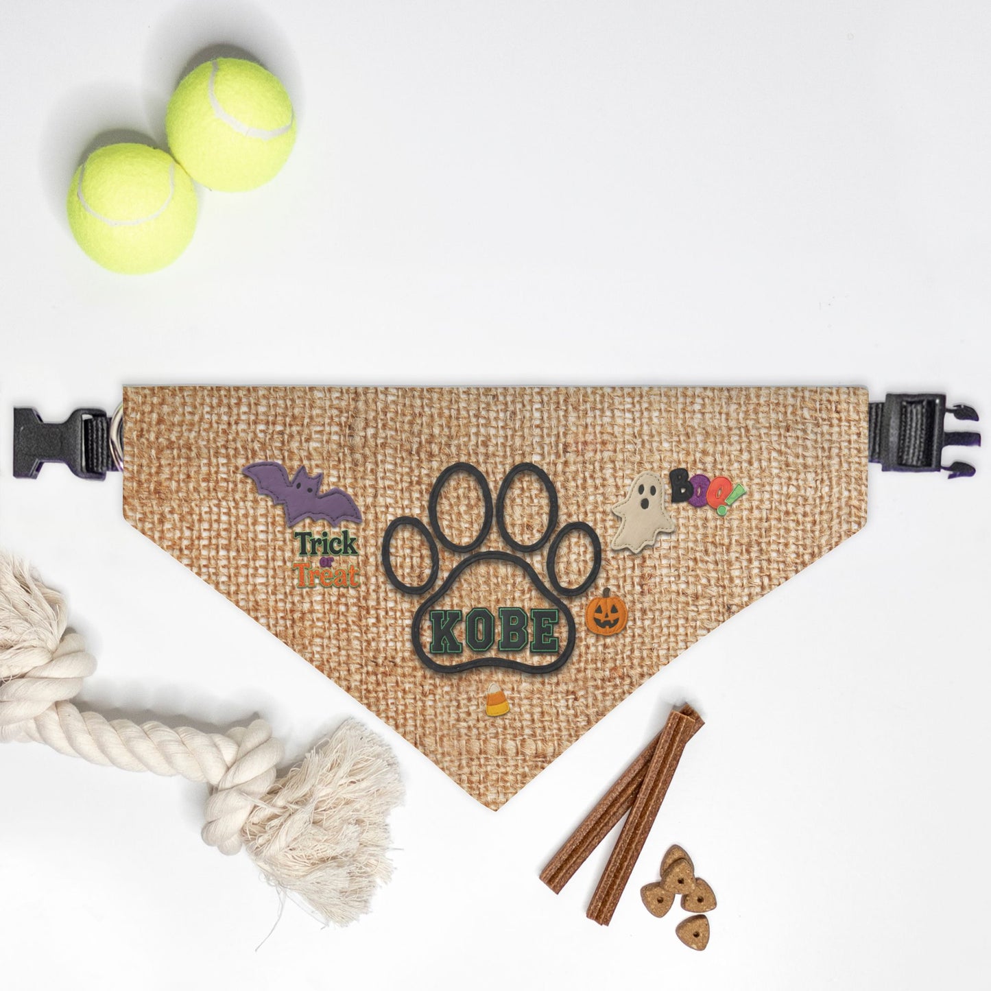 Rustic Halloween Paw Print Dog Bandana Collar