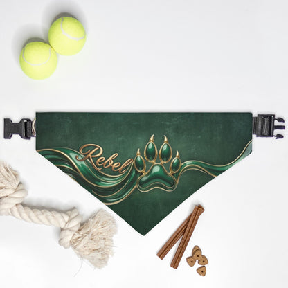 Emerald Green Enamel Custom Paw Print Bandana Collar