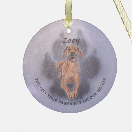 Snow Paw Memorial Ornament - Clear Glass (Round)