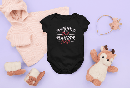 Daughter of the Best Plumber Dad Baby short sleeve bodysuit - Pawsome Prints