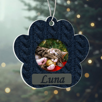 Knitted Paw Personalized Acrylic Ornament