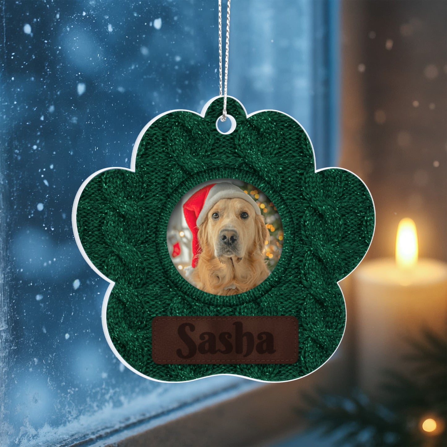 Knitted Paw Personalized Acrylic Ornament