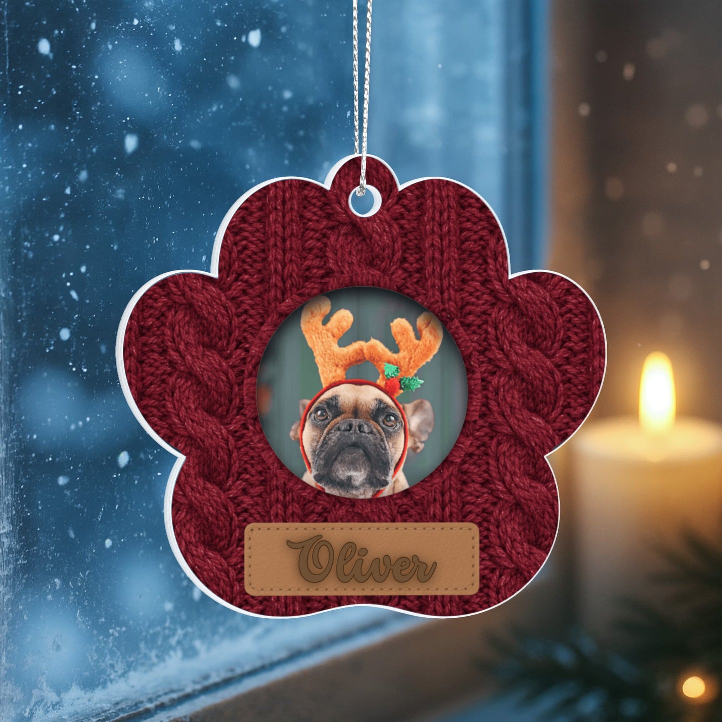 Knitted Paw Personalized Acrylic Ornament