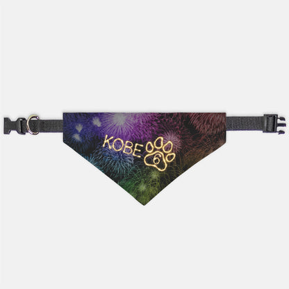 Fireworks Birthday Custom Paw Print Bandana Collar