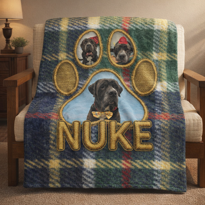 Tartan Stitch – Pawprint Collage Minky Blanket