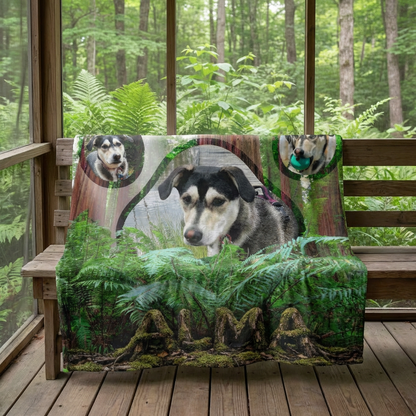 Forest Pawprint Collage Minky Blanket