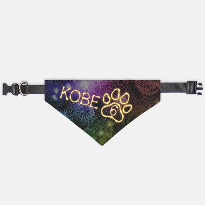 Fireworks Birthday Custom Paw Print Bandana Collar